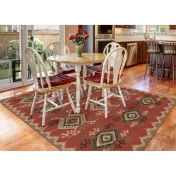 Kirkland's Home Outdoor Rugs-Red Bali Medallion Indoor/Outdoor Area Rug, 4X7