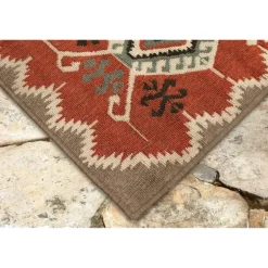 Kirkland's Home Outdoor Rugs-Red Bali Medallion Indoor/Outdoor Area Rug, 4X7