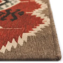 Kirkland's Home Outdoor Rugs-Red Bali Medallion Indoor/Outdoor Area Rug, 4X7