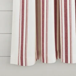 Kirkland's Home Curtains & Drapes-Red Farmhouse Stripe Curtain Panels, Set Of 2