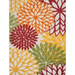 Kirkland's Home Outdoor Rugs-Red Floral Burst Outdoor Area Rug, 7X10