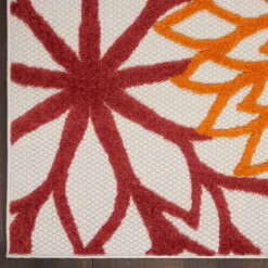 Kirkland's Home Outdoor Rugs-Red Floral Burst Outdoor Area Rug, 7X10