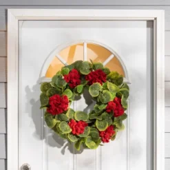Kirkland's Home Wreaths-Red Geranium Twig Wreath