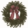 Kirkland's Home Wreaths-Red Plaid Ribbon Evergreen Christmas Wreath
