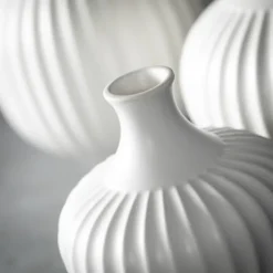 Kirkland's Home Vases-Ribbed Ceramic Bottle Vases, Set Of 3