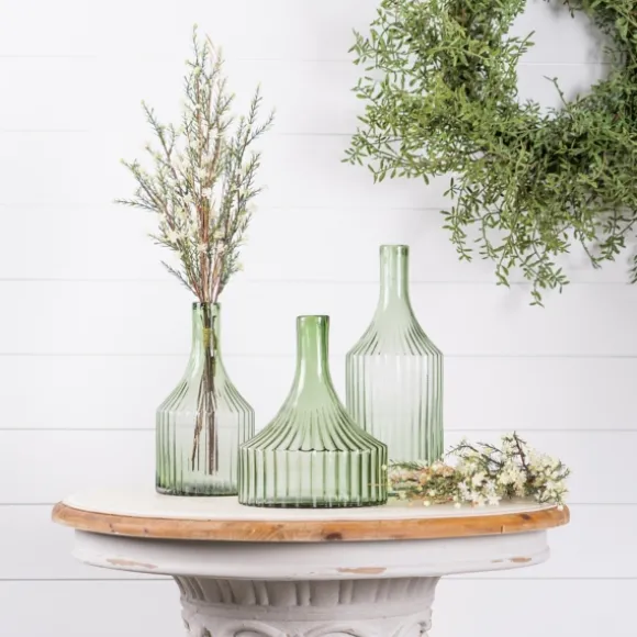 Kirkland's Home Vases-Ribbed Glass Bottle Vase, 10 In.