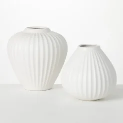 Kirkland's Home Vases-Ribbed Teardrop Vases, Set Of 2