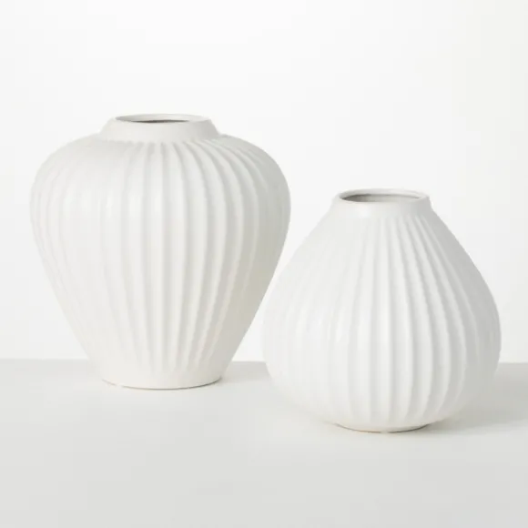 Kirkland's Home Vases-Ribbed Teardrop Vases, Set Of 2