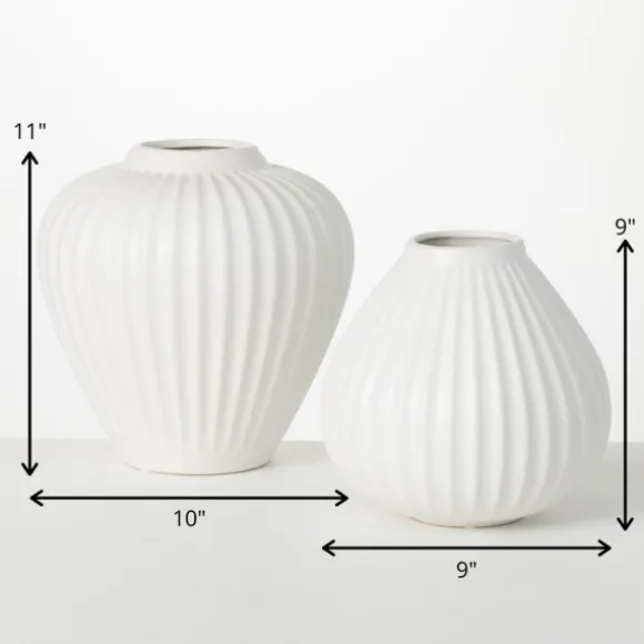 Kirkland's Home Vases-Ribbed Teardrop Vases, Set Of 2
