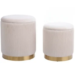 Kirkland's Home Benches & Ottomans-Ribbed Velvet Nesting Ottomans, Set Of 2