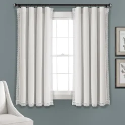 Kirkland's Home Curtains & Drapes-Rosalie Lace Curtain Panel Set, 63 In.