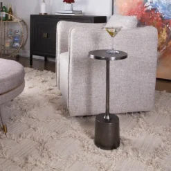 Kirkland's Home Accent & End Tables-Round Antique Nickel Accent Table