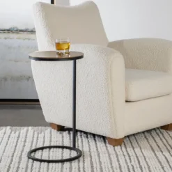 Kirkland's Home Accent & End Tables-Round Black And Gold Metal C-Table