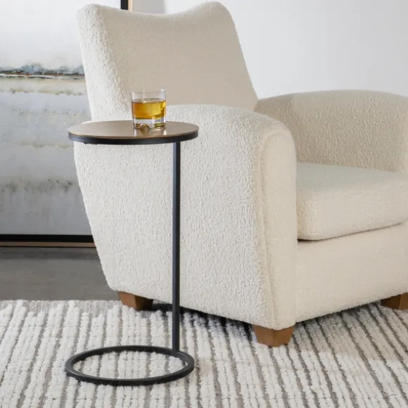 Kirkland's Home Accent & End Tables-Round Black And Gold Metal C-Table