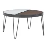 Kirkland's Home Coffee Tables-Round Brown Wood And White Marble Top Coffee Table