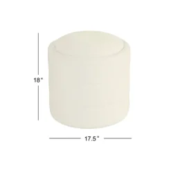 Kirkland's Home Benches & Ottomans-Round Cream Boucle Storage Ottoman