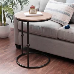 Kirkland's Home Accent & End Tables-Round C-Table With Beaded Base