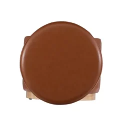 Kirkland's Home Benches & Ottomans-Round Faux Leather Storage Ottoman