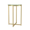Kirkland's Home Accent & End Tables-Round Gold Metal And Glass Side Table