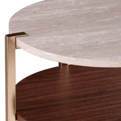 Kirkland's Home Accent & End Tables-Round Gold 2-Tier Accent Table
