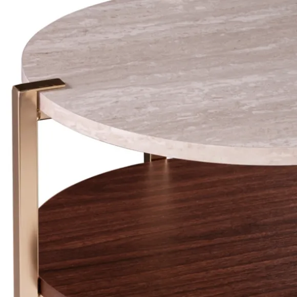 Kirkland's Home Accent & End Tables-Round Gold 2-Tier Accent Table
