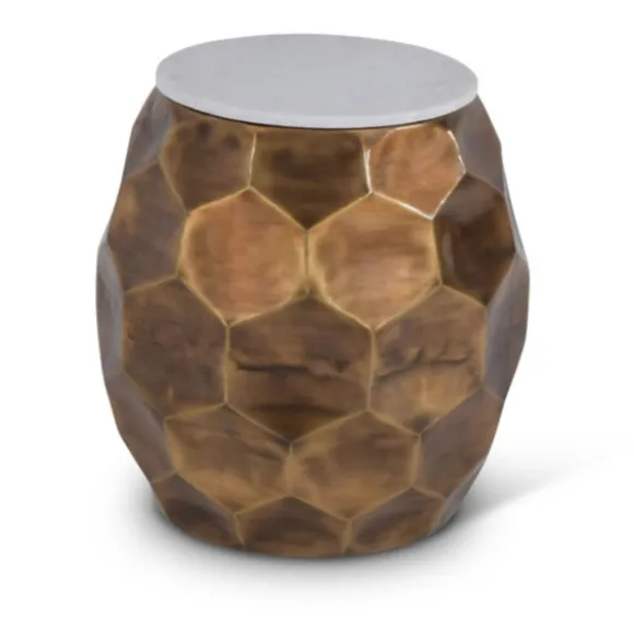 Kirkland's Home Accent & End Tables-Round Honeycomb Marble Top Accent Table