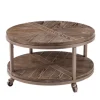 Kirkland's Home Coffee Tables-Round Kona Rolling Coffee Table