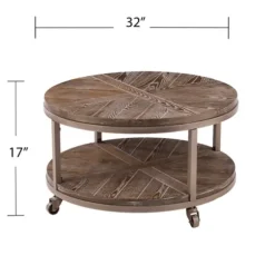 Kirkland's Home Coffee Tables-Round Kona Rolling Coffee Table
