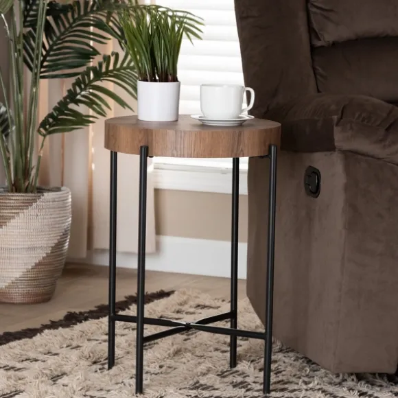 Kirkland's Home Accent & End Tables-Round Light Wood X Base Accent Table