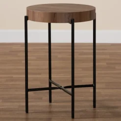 Kirkland's Home Accent & End Tables-Round Light Wood X Base Accent Table