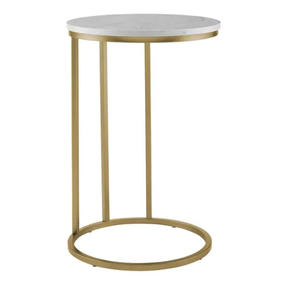Kirkland's Home Accent & End Tables-Round Marble And Gold C-Table