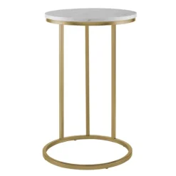 Kirkland's Home Accent & End Tables-Round Marble And Gold C-Table
