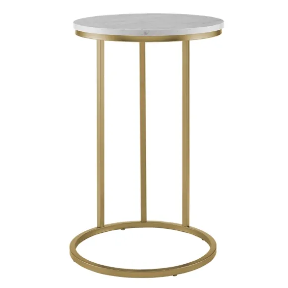 Kirkland's Home Accent & End Tables-Round Marble And Gold C-Table