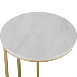 Kirkland's Home Accent & End Tables-Round Marble And Gold C-Table