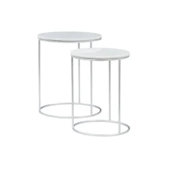 Kirkland's Home Accent & End Tables-Round Marble Nesting 2-Pc. Accent Table Set