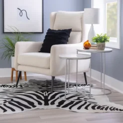 Kirkland's Home Accent & End Tables-Round Marble Nesting 2-Pc. Accent Table Set