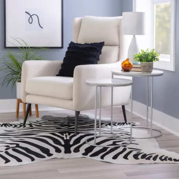 Kirkland's Home Accent & End Tables-Round Marble Nesting 2-Pc. Accent Table Set