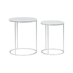 Kirkland's Home Accent & End Tables-Round Marble Nesting 2-Pc. Accent Table Set