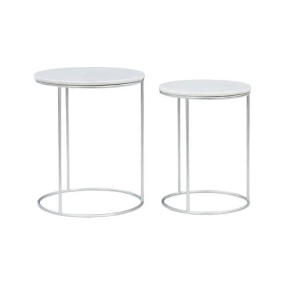 Kirkland's Home Accent & End Tables-Round Marble Nesting 2-Pc. Accent Table Set