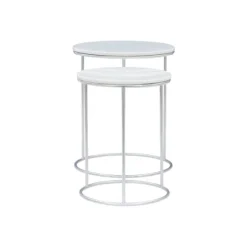 Kirkland's Home Accent & End Tables-Round Marble Nesting 2-Pc. Accent Table Set