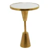 Kirkland's Home Accent & End Tables-Round Metal Mirrored Top Side Table