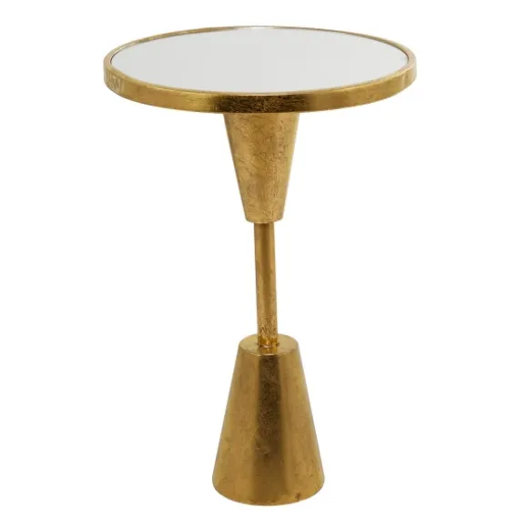 Kirkland's Home Accent & End Tables-Round Metal Mirrored Top Side Table