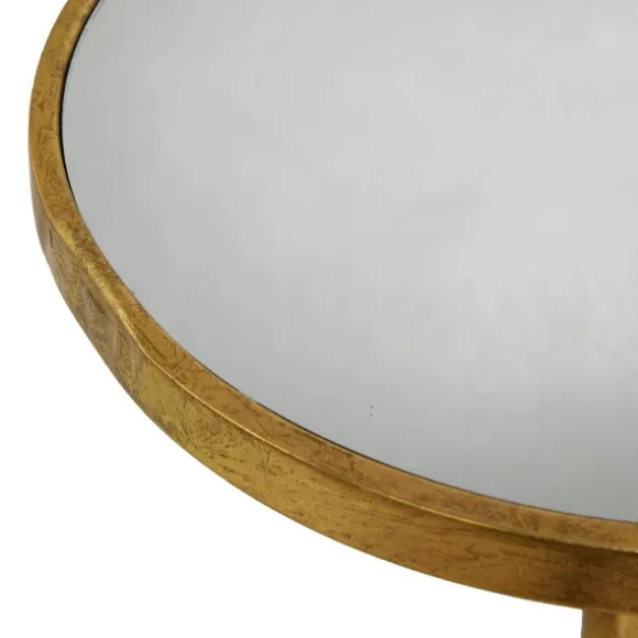 Kirkland's Home Accent & End Tables-Round Metal Mirrored Top Side Table