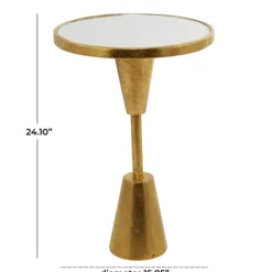 Kirkland's Home Accent & End Tables-Round Metal Mirrored Top Side Table