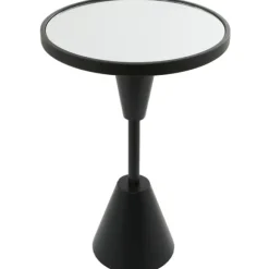Kirkland's Home Accent & End Tables-Round Metal Mirrored Top Side Table