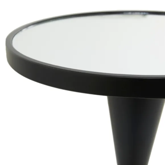 Kirkland's Home Accent & End Tables-Round Metal Mirrored Top Side Table
