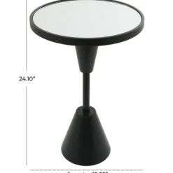 Kirkland's Home Accent & End Tables-Round Metal Mirrored Top Side Table