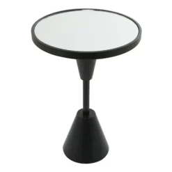 Kirkland's Home Accent & End Tables-Round Metal Mirrored Top Side Table