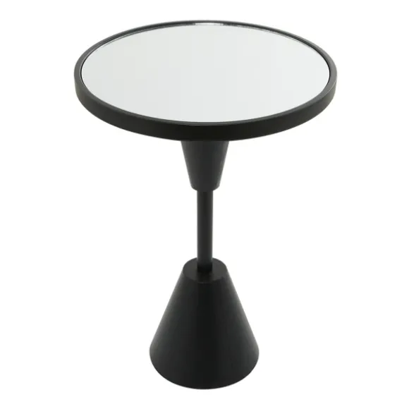 Kirkland's Home Accent & End Tables-Round Metal Mirrored Top Side Table