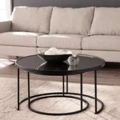 Kirkland's Home Coffee Tables-Round Mirrored Nesting Tables, Set Of 2